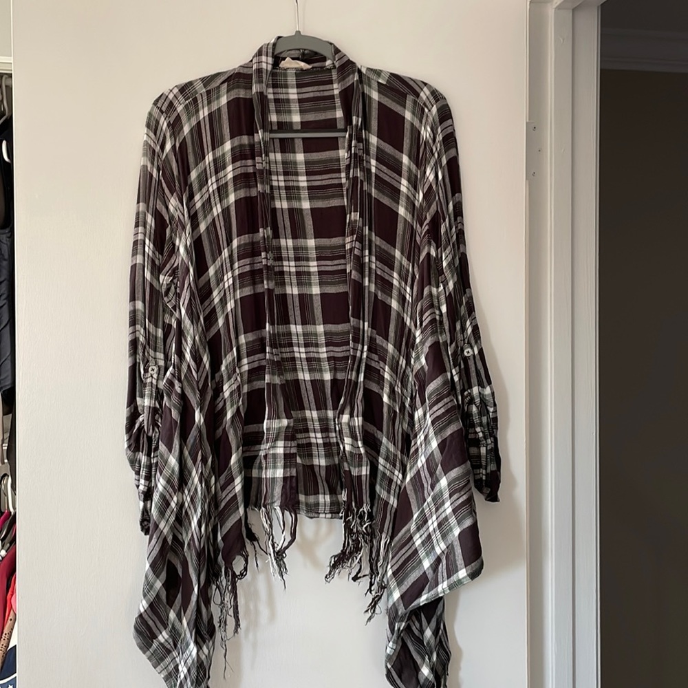Altar’d State Plaid Open Poncho